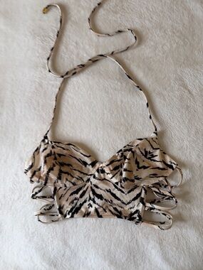 Victoria's Secret Beige and Black Animal-Print Halter Camisole